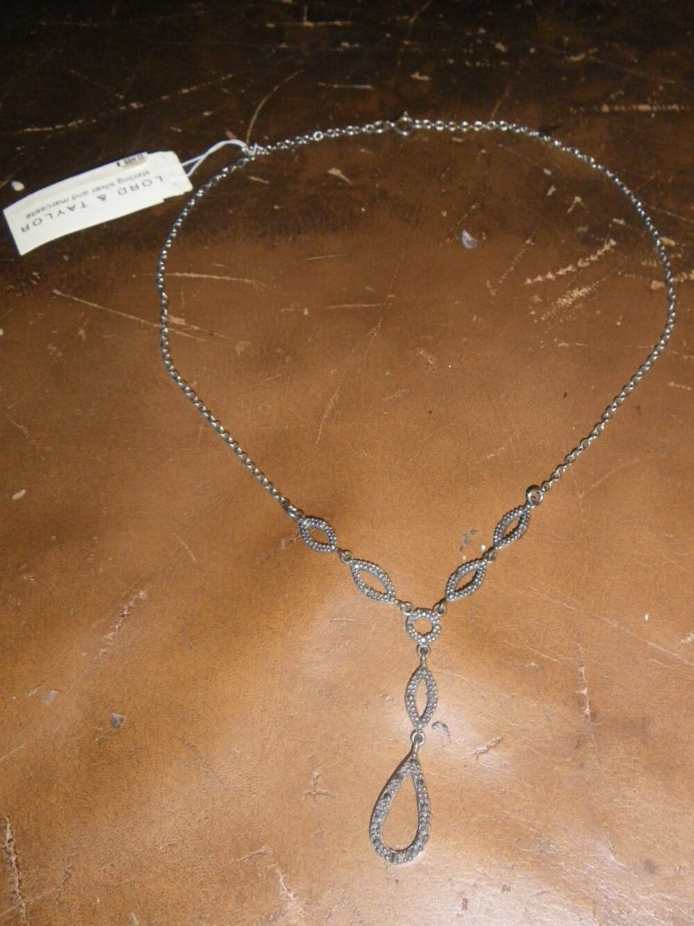 Women’s Sterling Silver Necklace w/ Dangling Marcasite Accents
